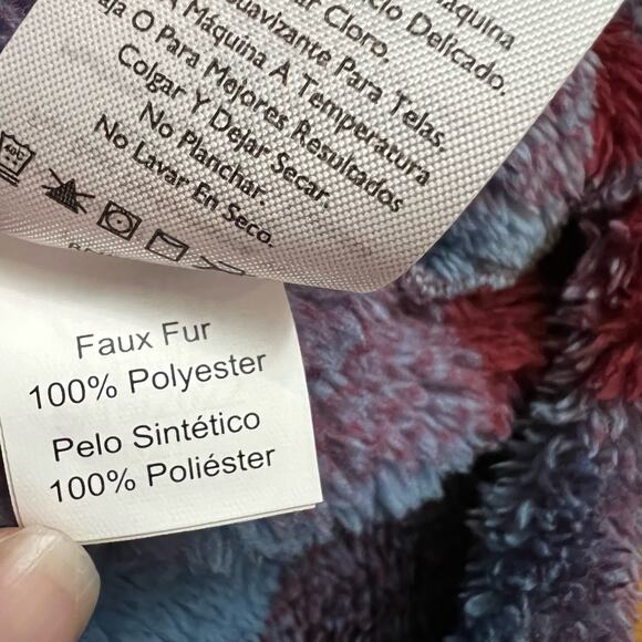 Eddie Bauer Fleece Womens Large Ultra Soft Plush Plaid Quarter Zip Blue Maroon - Picture 6 of 9